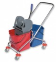 Двойная уборочная тележка с металической основой, 46л